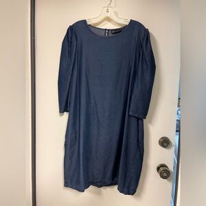 New York & Company Dark Blue Long Sleeve Dress